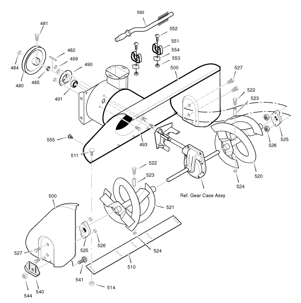 Auger Housing Diagram and Parts List for 6291570X85-18-2847-28 2007 Briggs and Stratton Snow Blower